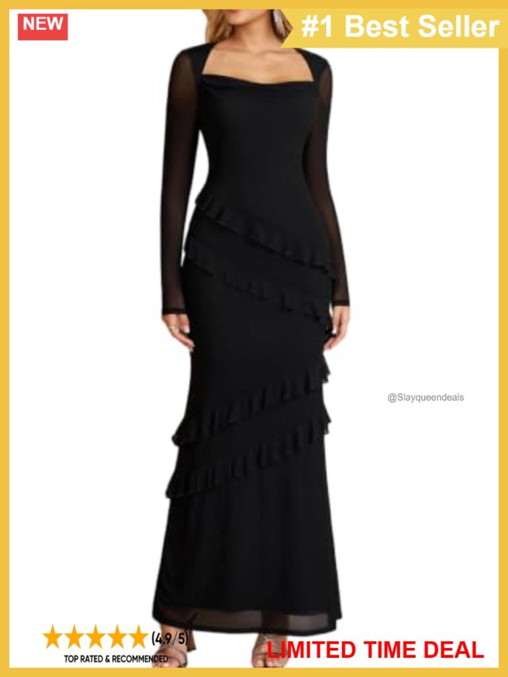 Long Sleeve Floral Maxi Dress Cowl Neck Bodycon Formal Wedding Guest